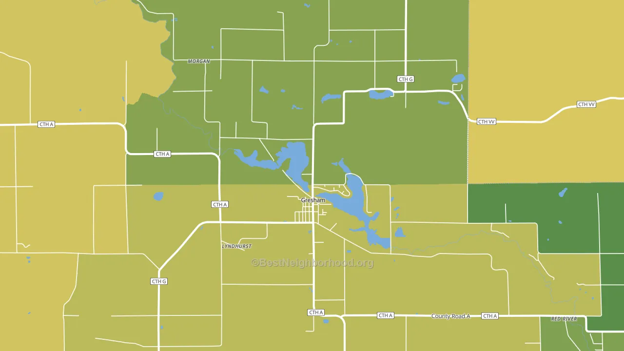 Gresham, WI block-group voter-turnout map