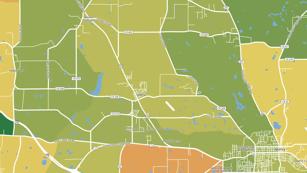Gretna, FL block-group voter-turnout map