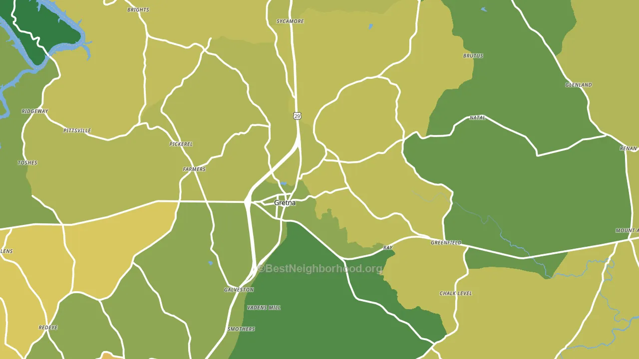 Gretna, VA block-group voter-turnout map