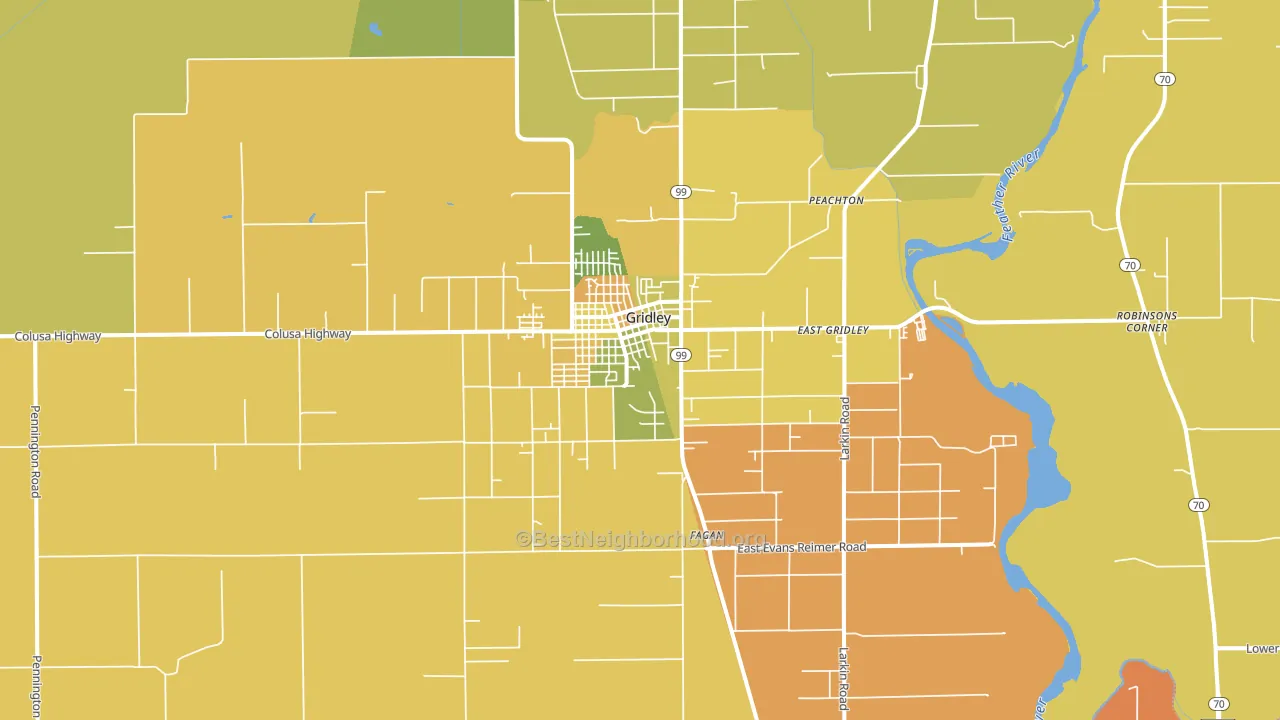 Gridley, CA block-group voter-turnout map