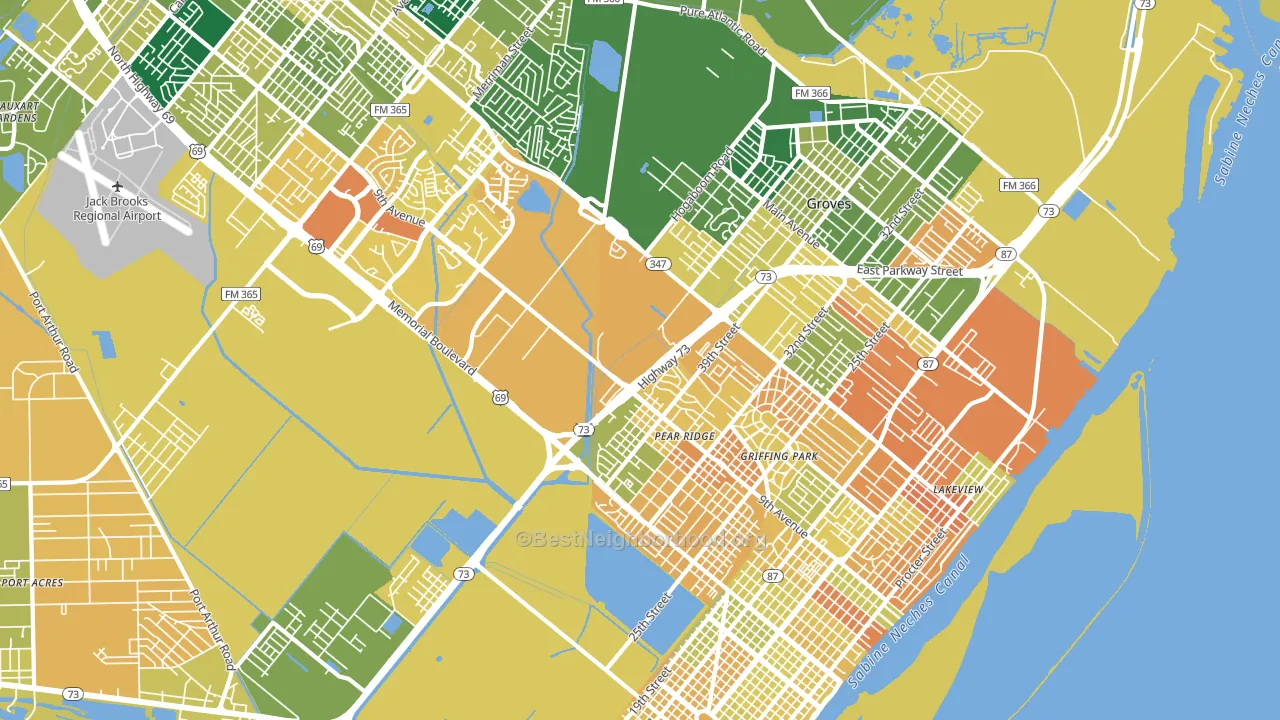 Griffing Park, TX block-group voter-turnout map