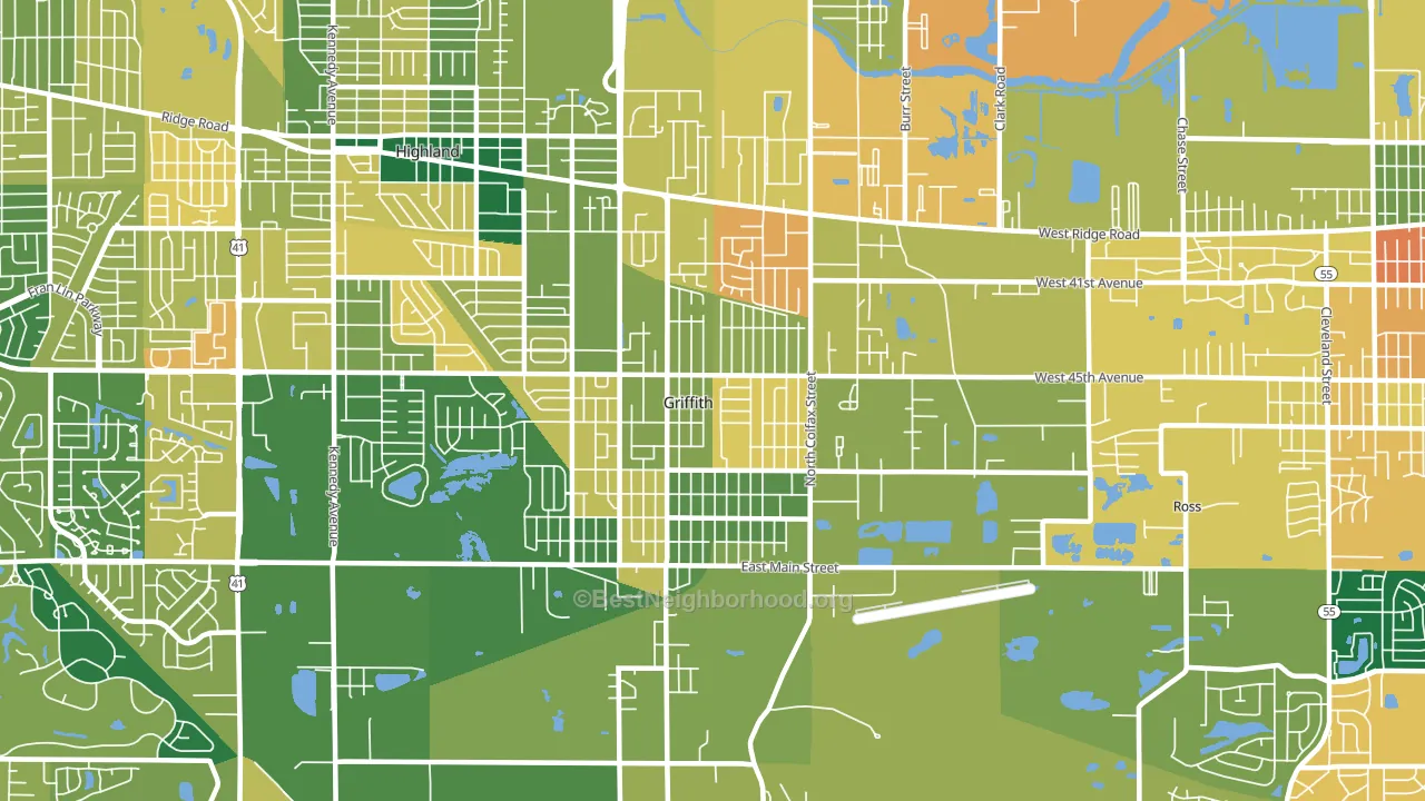 Griffith, IN block-group voter-turnout map
