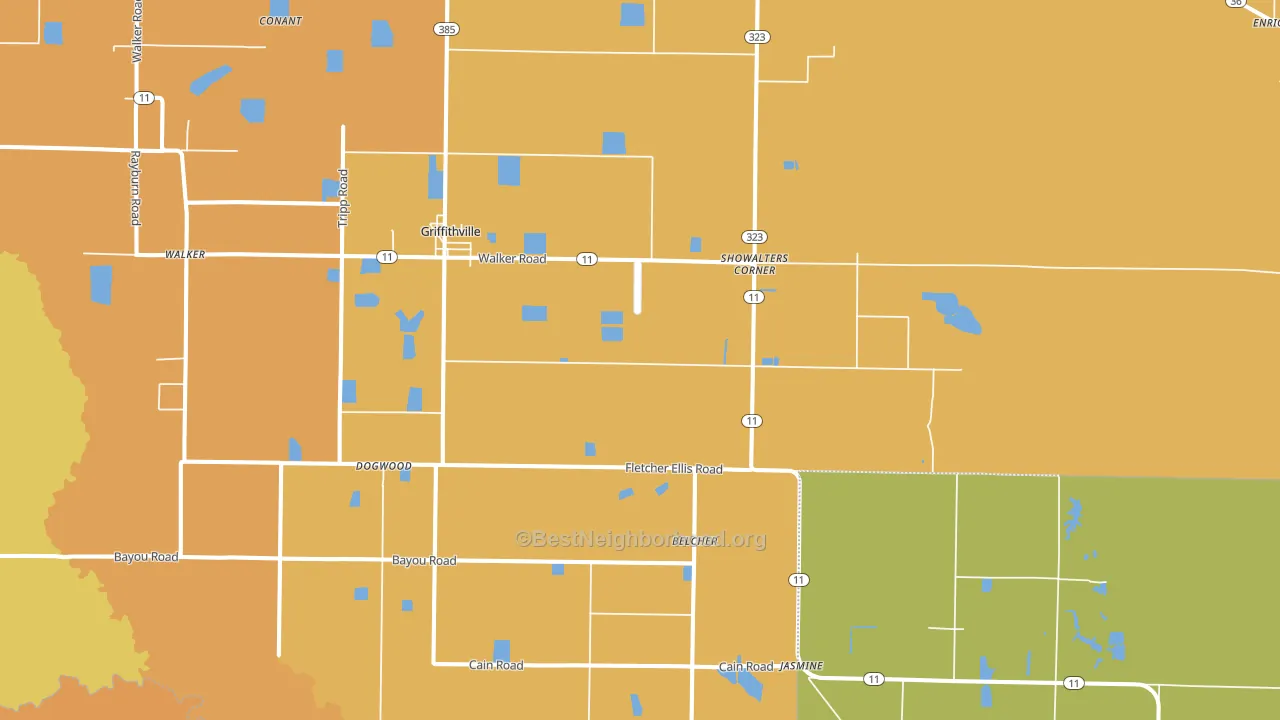Griffithville, AR block-group voter-turnout map