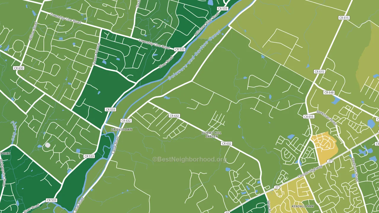 Griggstown, NJ block-group voter-turnout map