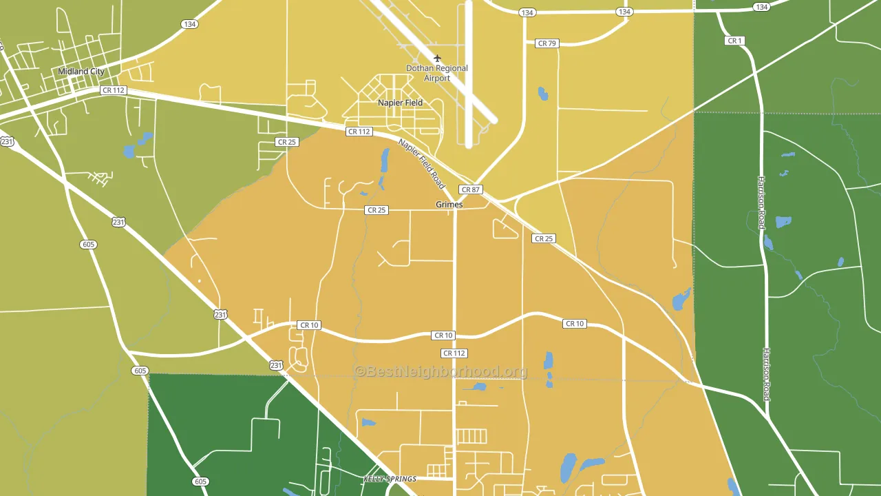 Grimes, AL block-group voter-turnout map