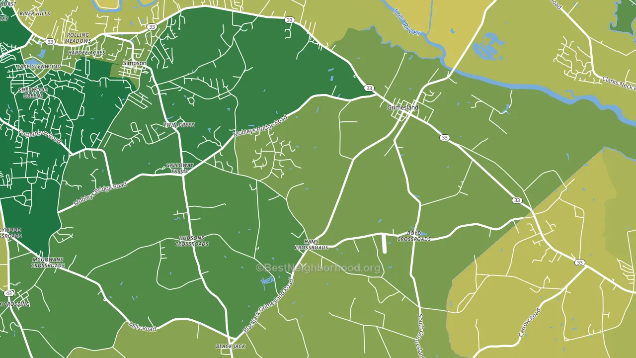 Grimesland, NC block-group voter-turnout map