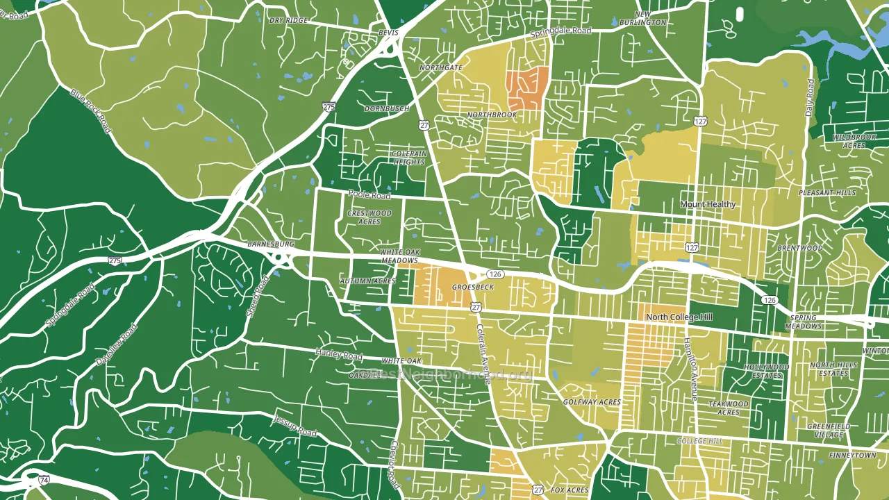 Groesbeck, Cincinnati, OH block-group voter-turnout map