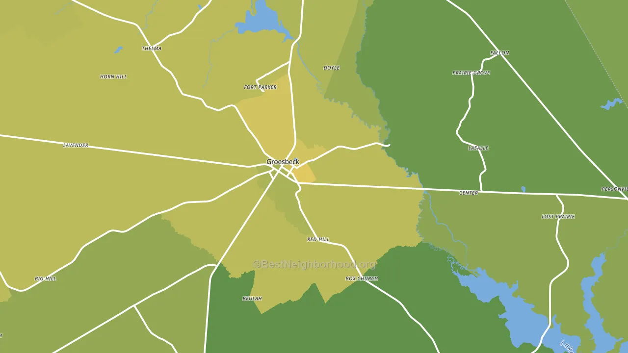 Groesbeck, TX block-group voter-turnout map