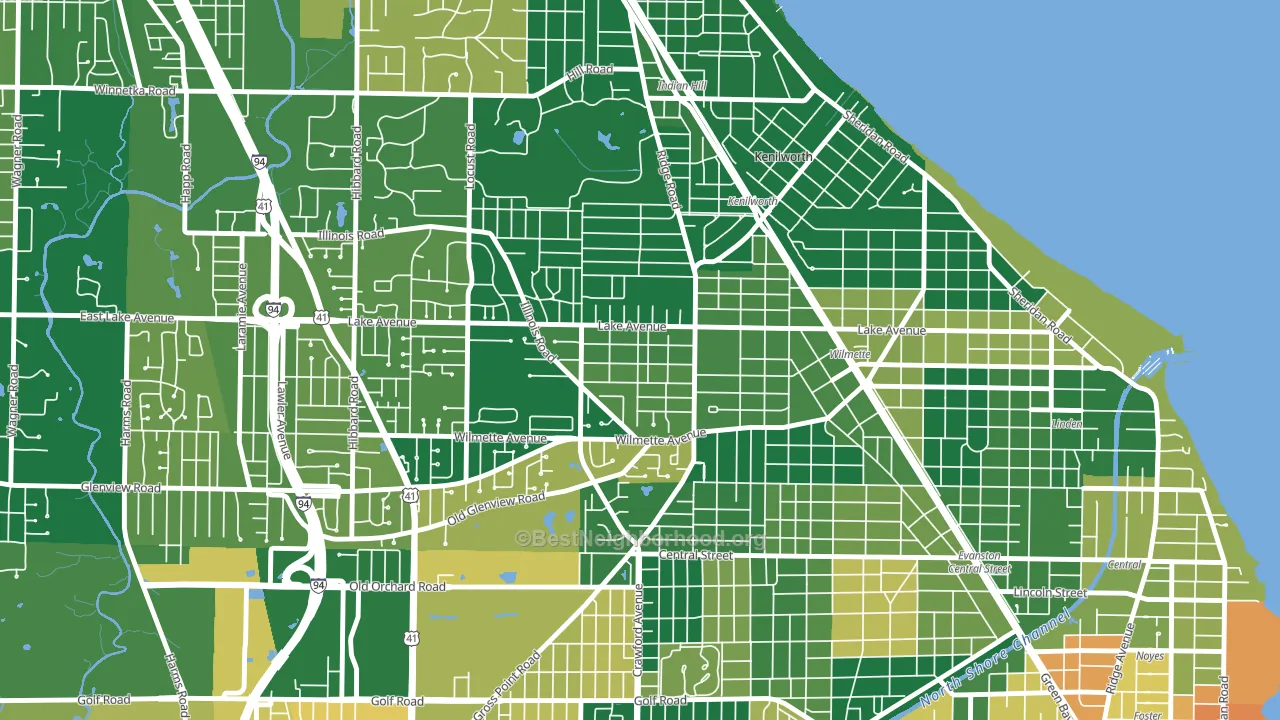 Gross Point, Wilmette, IL block-group voter-turnout map