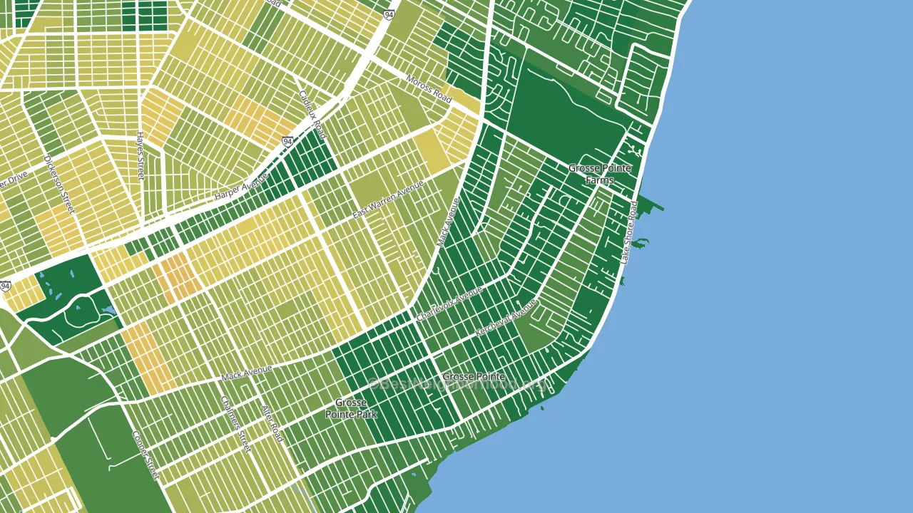 Grosse Pointe, MI block-group voter-turnout map