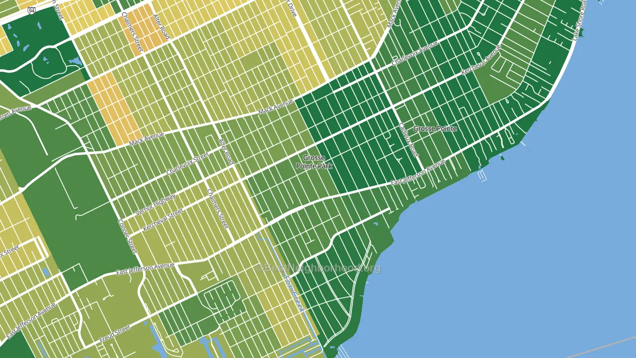 Grosse Pointe Park, MI block-group voter-turnout map