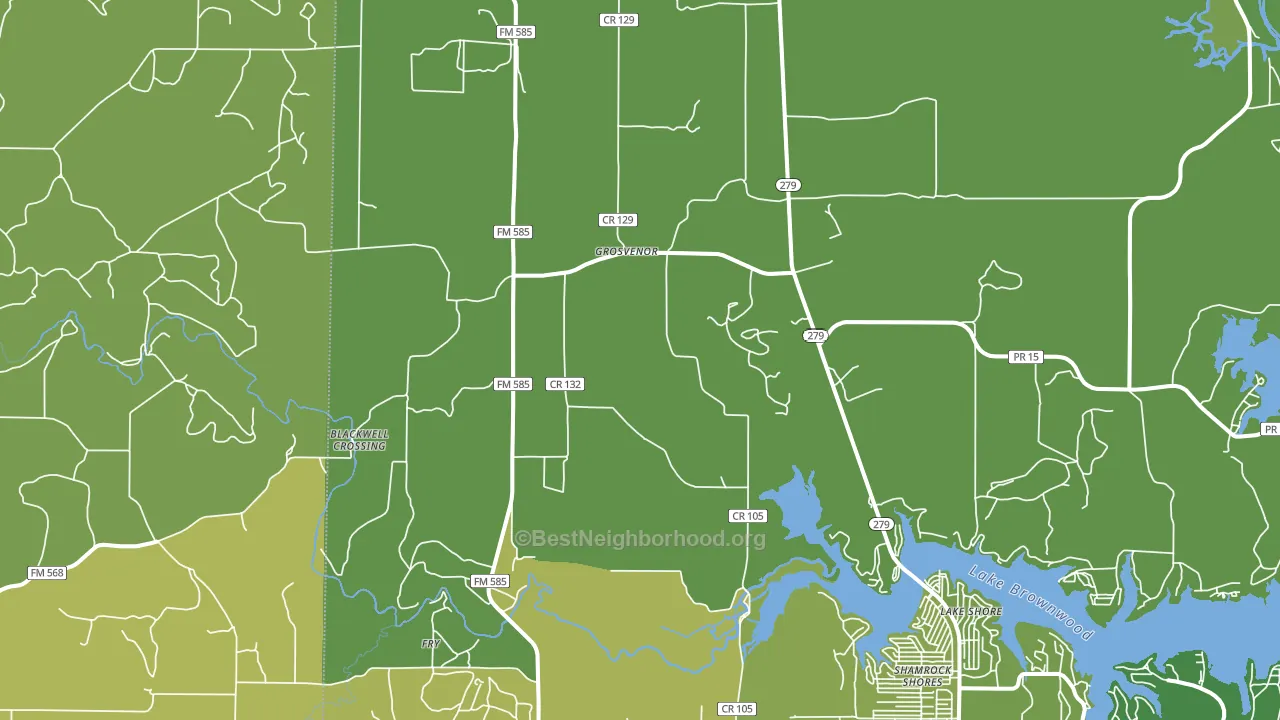Grosvenor, TX block-group voter-turnout map