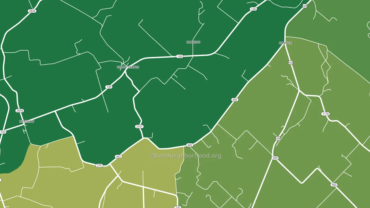 Grove Center, KY block-group voter-turnout map