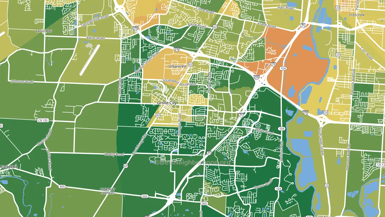 Grove City, OH block-group voter-turnout map