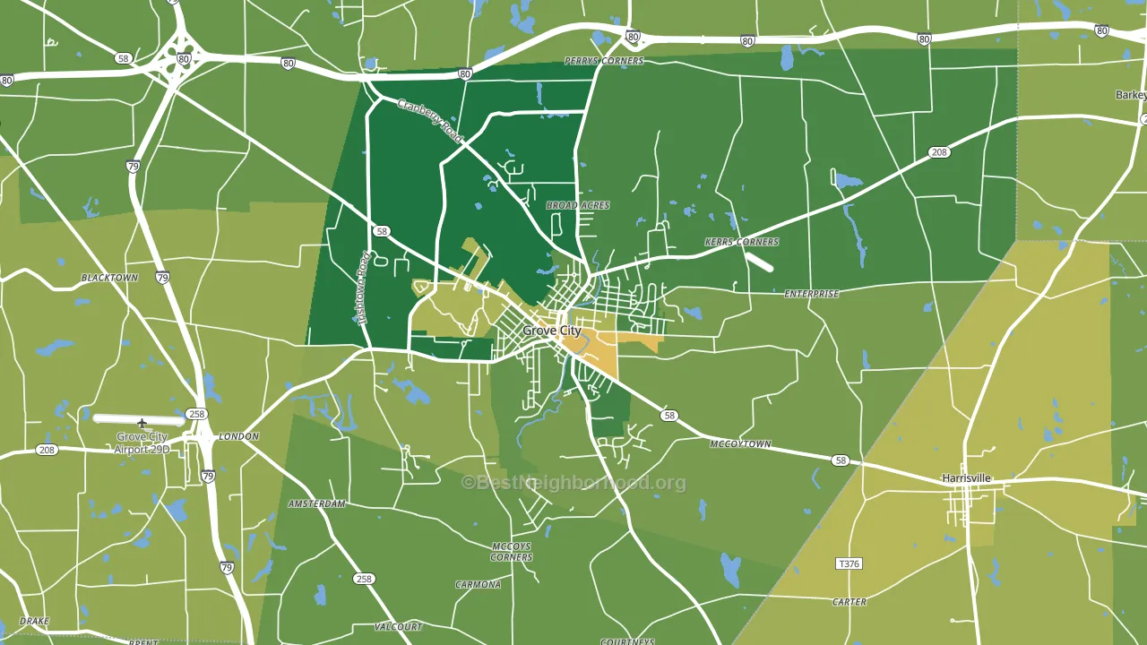 Grove City, PA block-group voter-turnout map