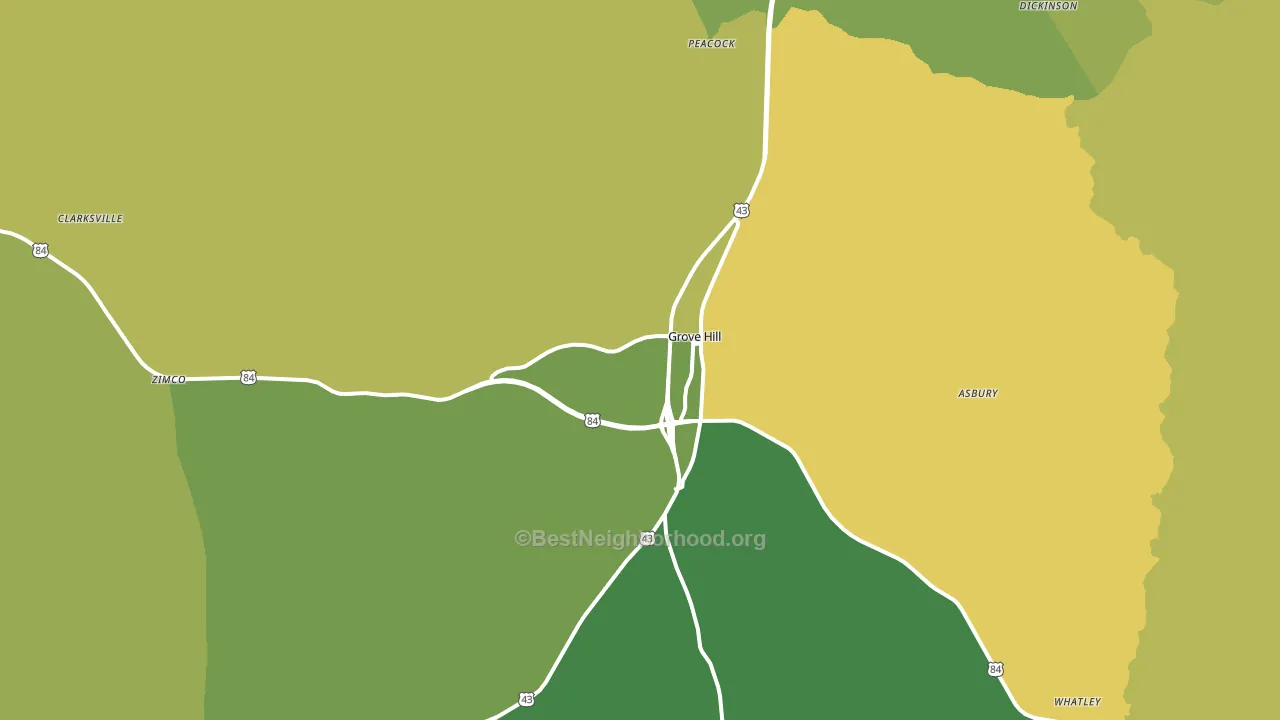 Grove Hill, AL block-group voter-turnout map