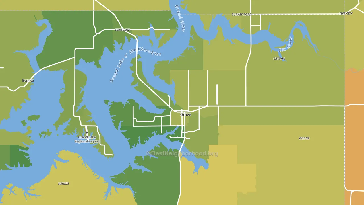 Grove, OK block-group voter-turnout map
