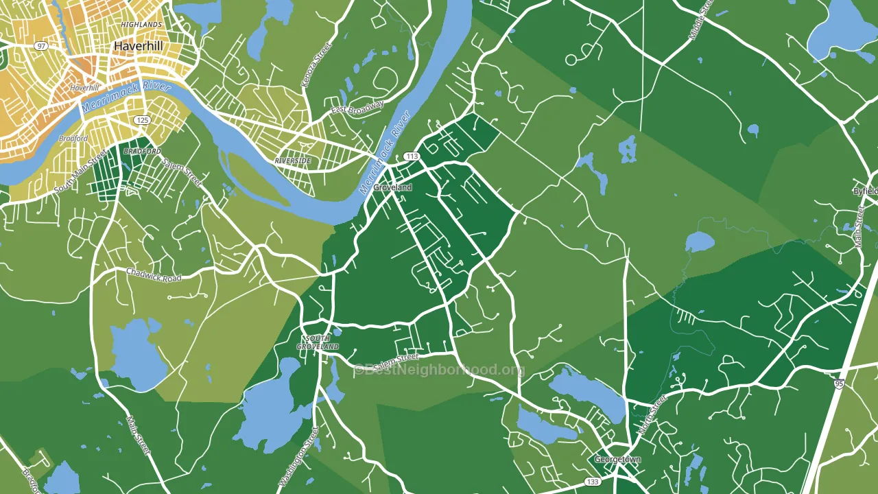 Groveland, MA block-group voter-turnout map