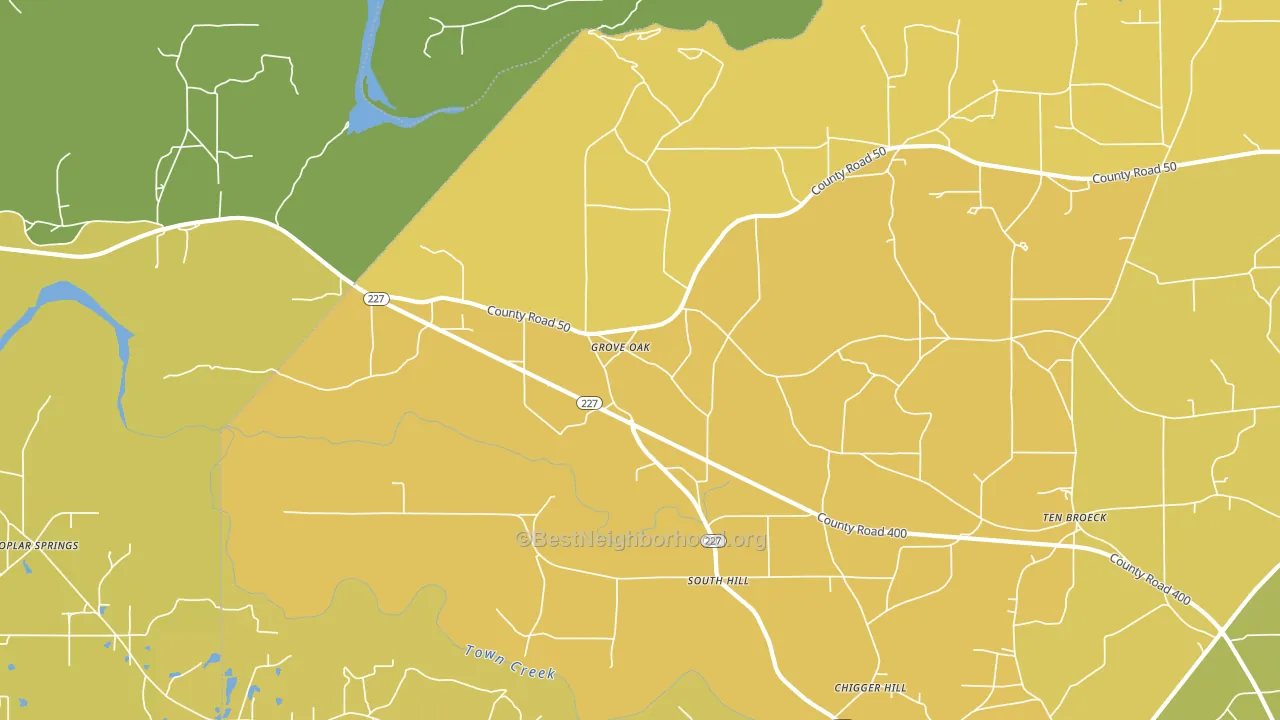 Groveoak, AL block-group voter-turnout map