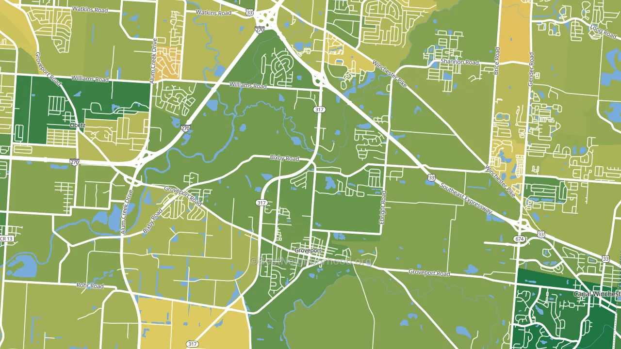 Groveport, OH block-group voter-turnout map