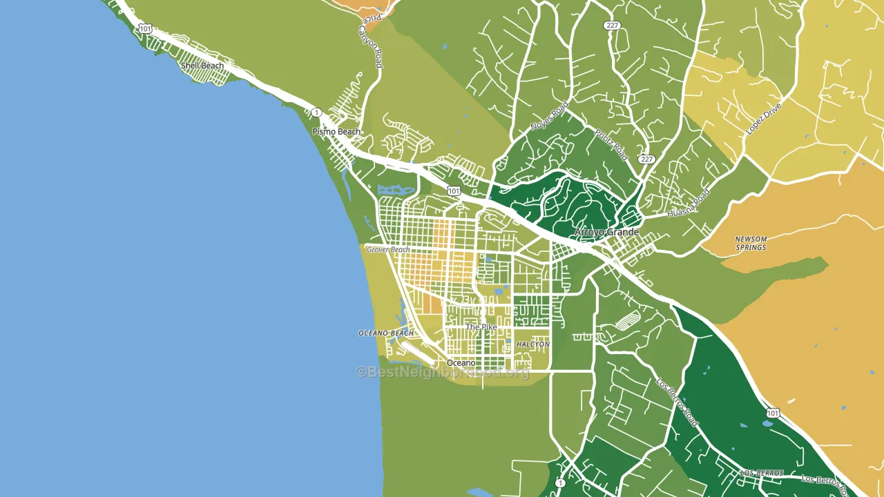 Grover Beach, CA block-group voter-turnout map