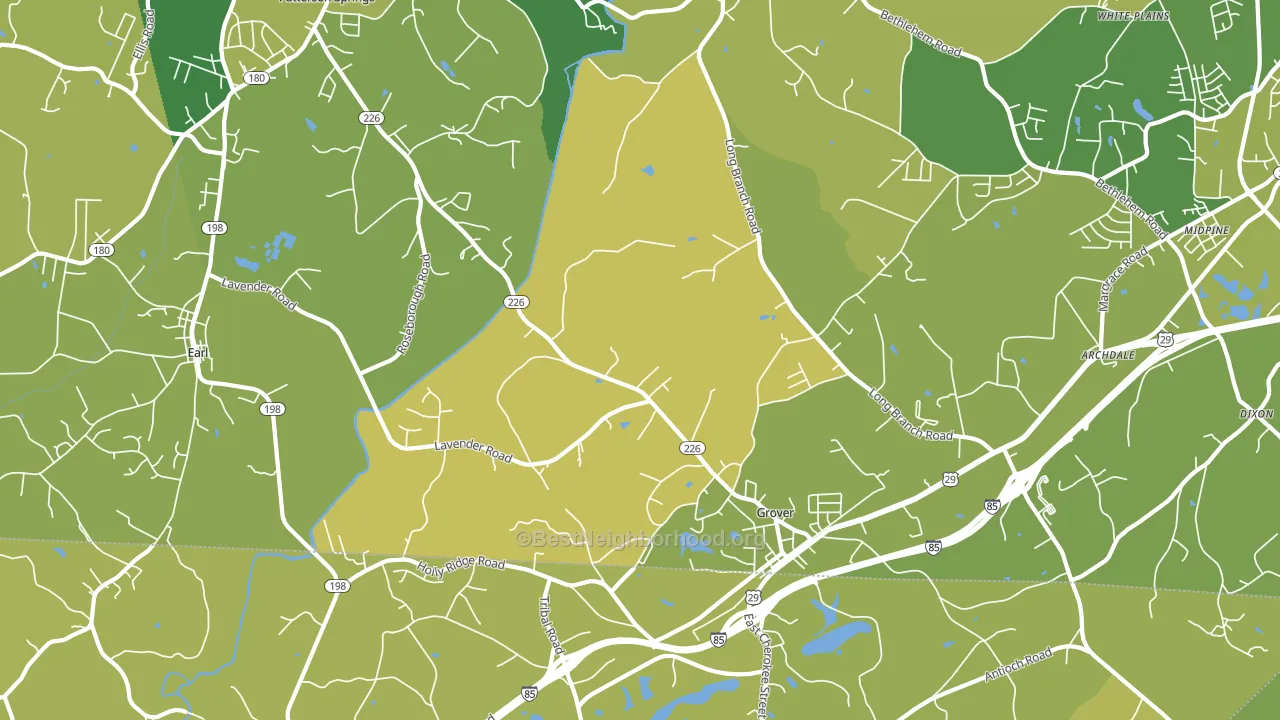 Grover, NC block-group voter-turnout map
