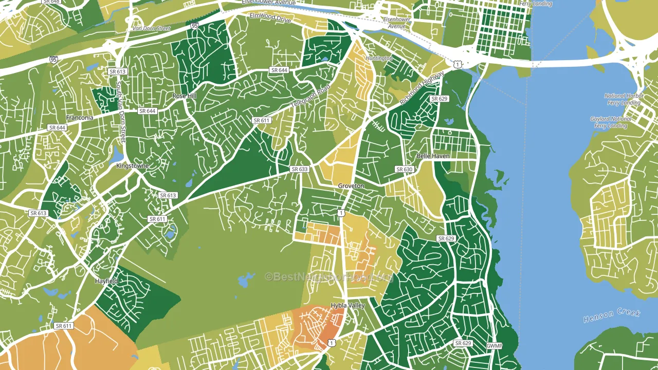 Groveton, Alexandria, VA block-group voter-turnout map