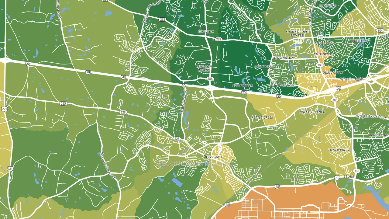 Grovetown, GA block-group voter-turnout map
