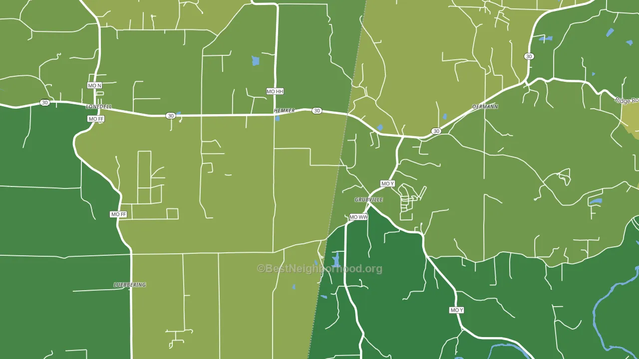 Grubville, MO block-group voter-turnout map