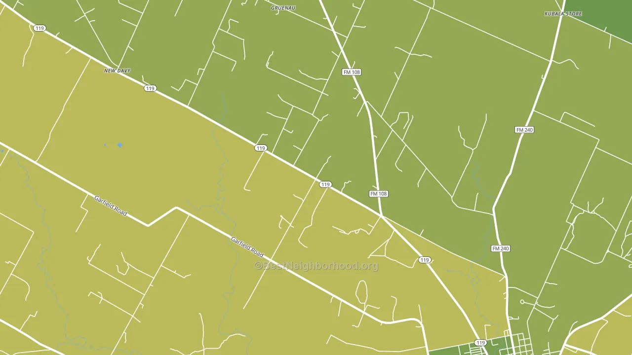 Gruenau, TX block-group voter-turnout map