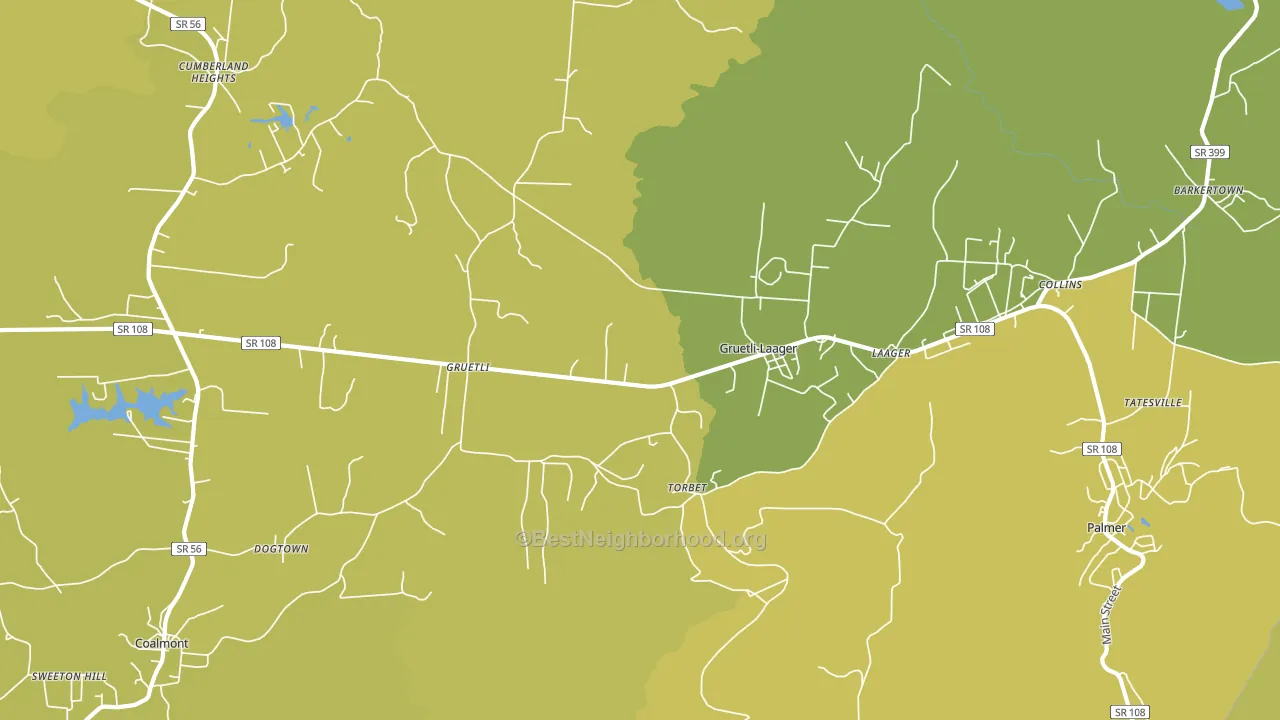 Gruetli-Laager, TN block-group voter-turnout map