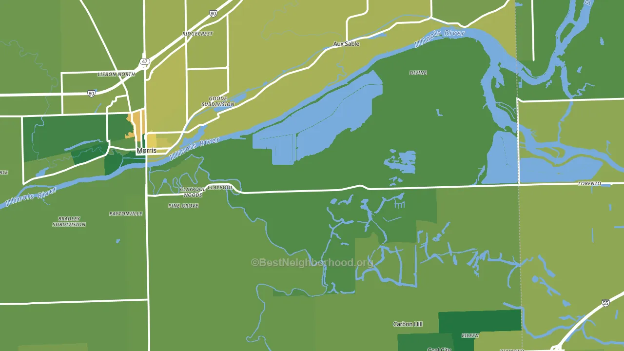 Grundy County, IL block-group voter-turnout map