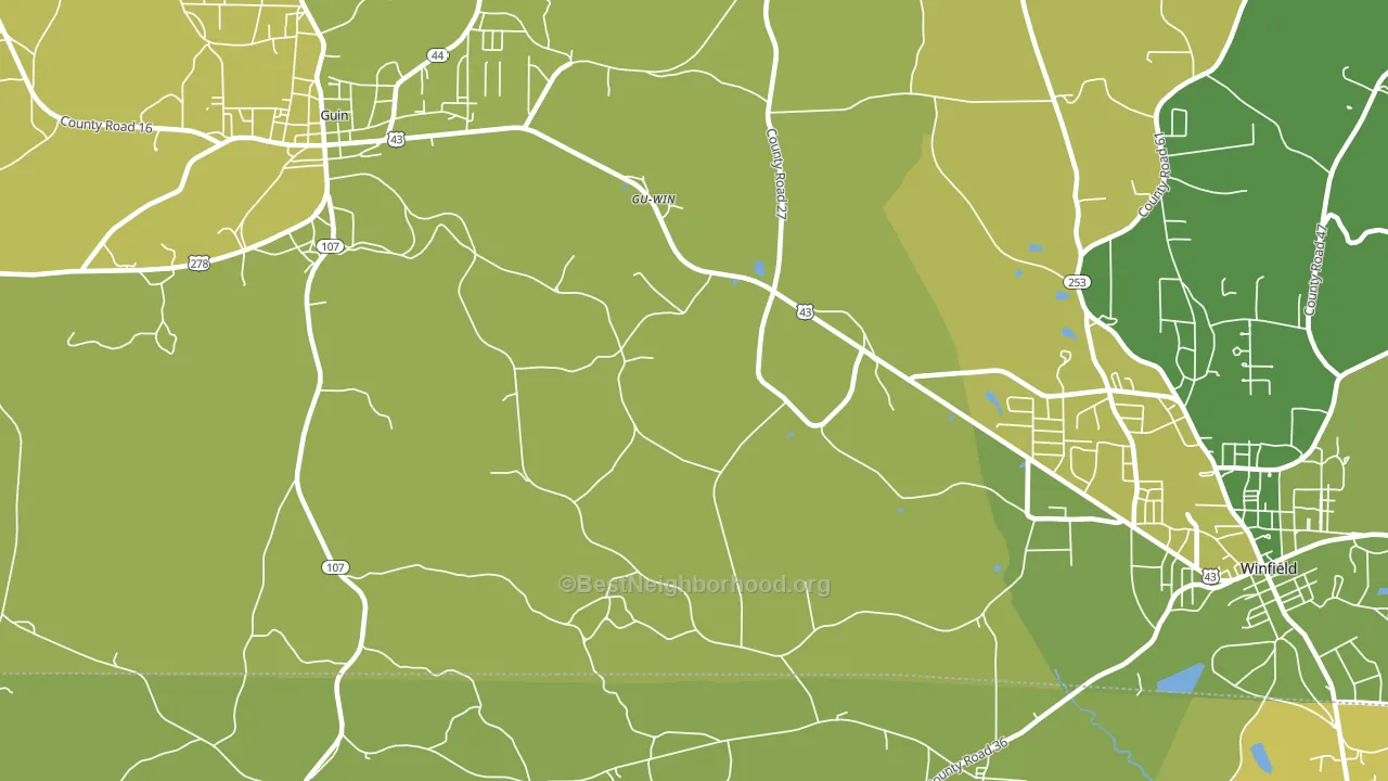 Gu-Win, AL block-group voter-turnout map