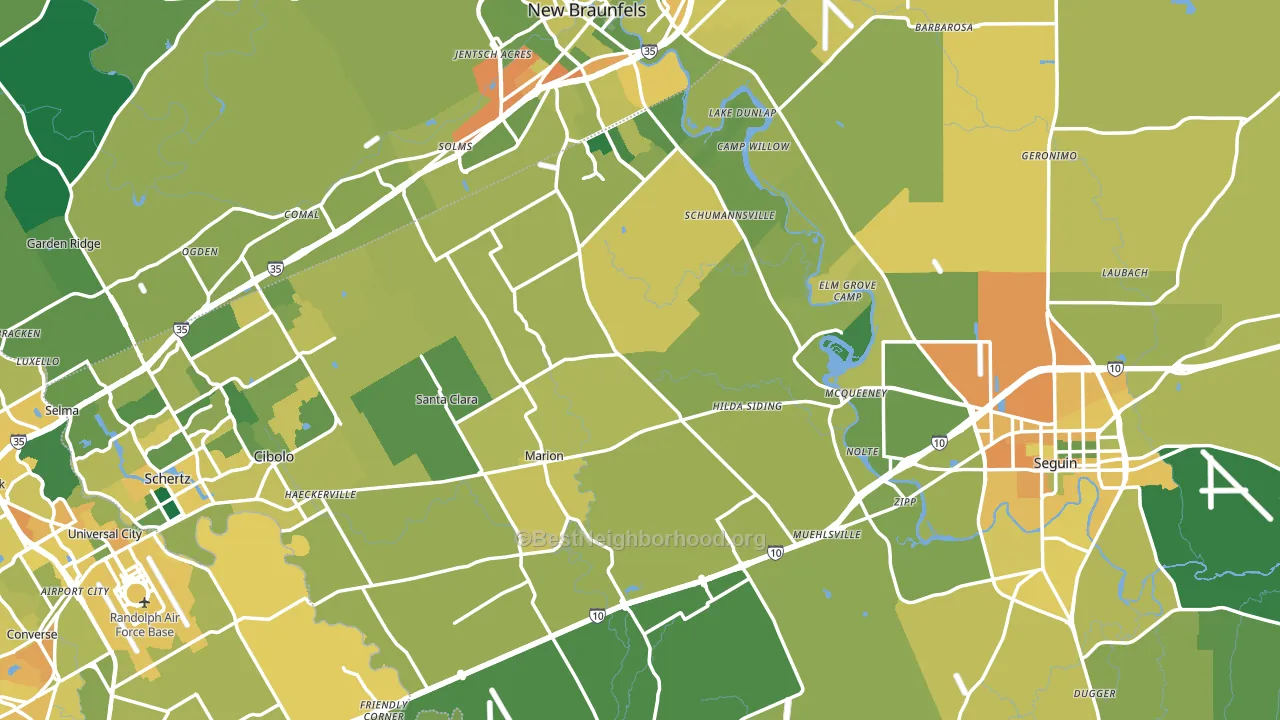 Guadalupe County, TX block-group voter-turnout map