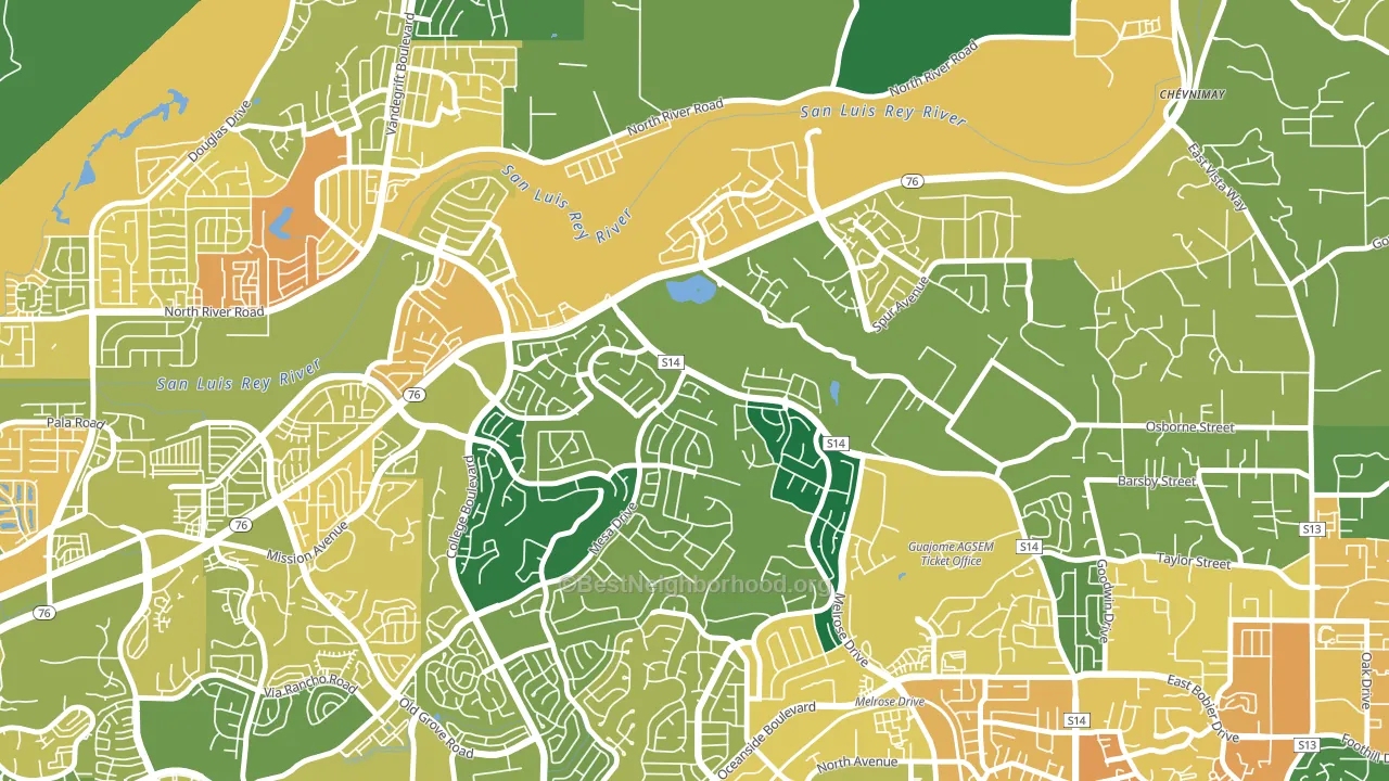Guajome, Oceanside, CA block-group voter-turnout map