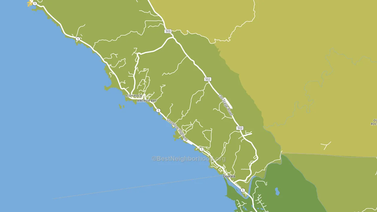 Gualala, CA block-group voter-turnout map