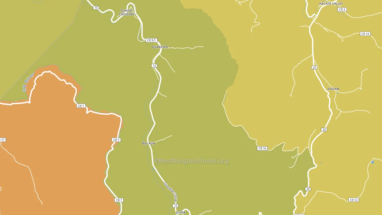 Guardian, WV block-group voter-turnout map