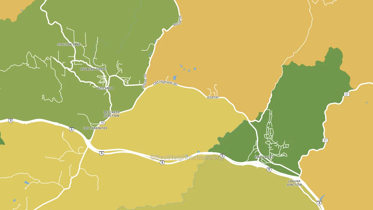 Guatay, CA block-group voter-turnout map