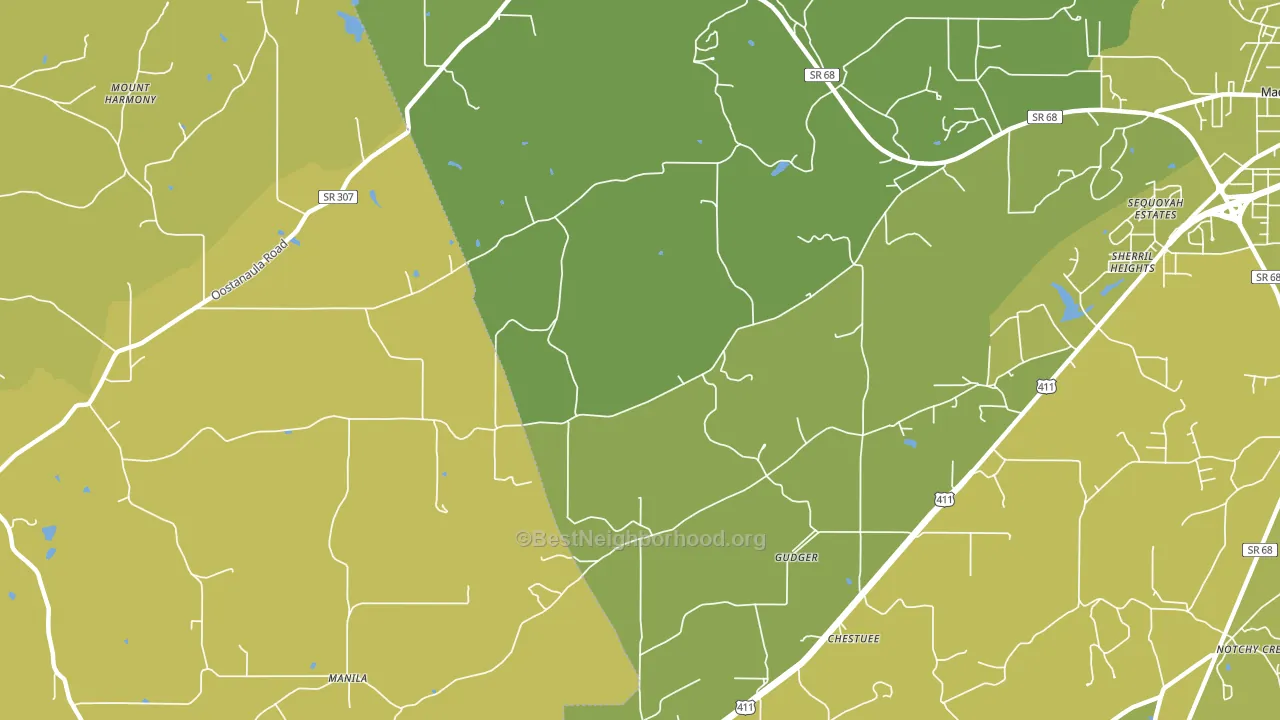 Gudger, TN block-group voter-turnout map