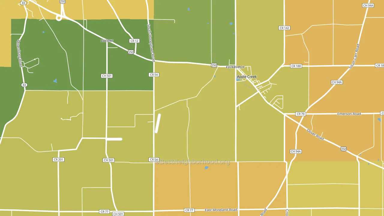 Guerne, OH block-group voter-turnout map