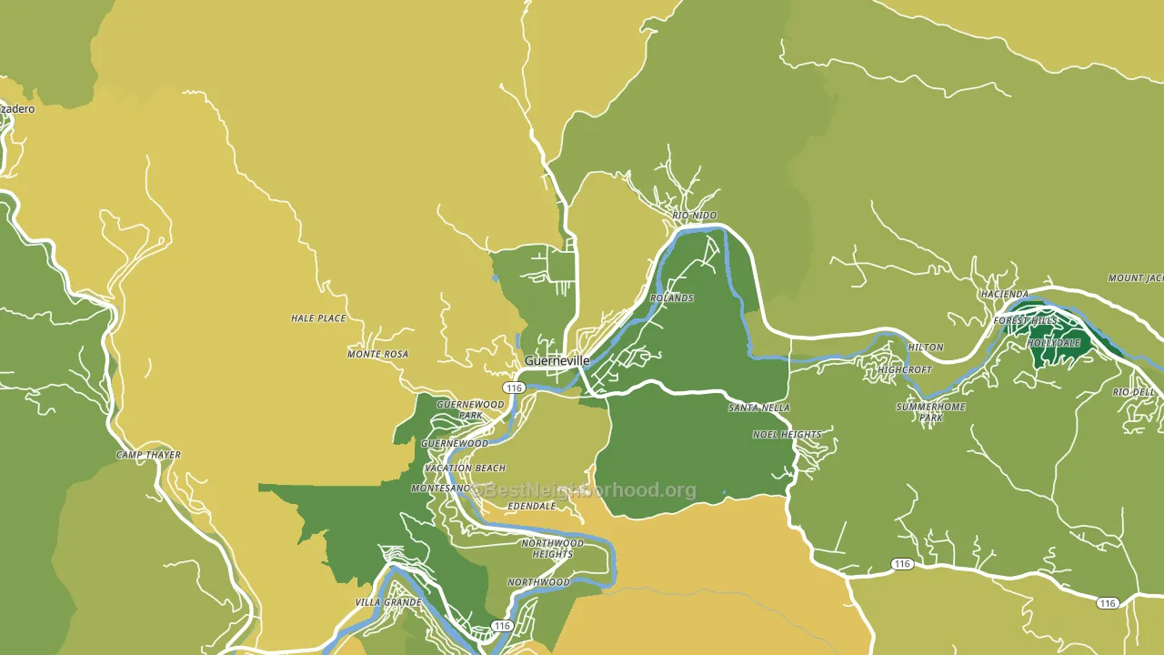 Guerneville, CA block-group voter-turnout map