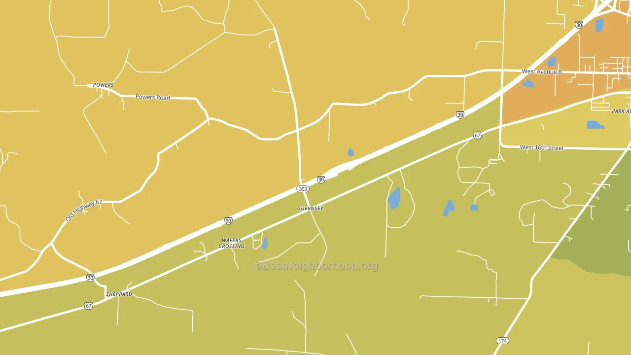 Guernsey, AR block-group voter-turnout map