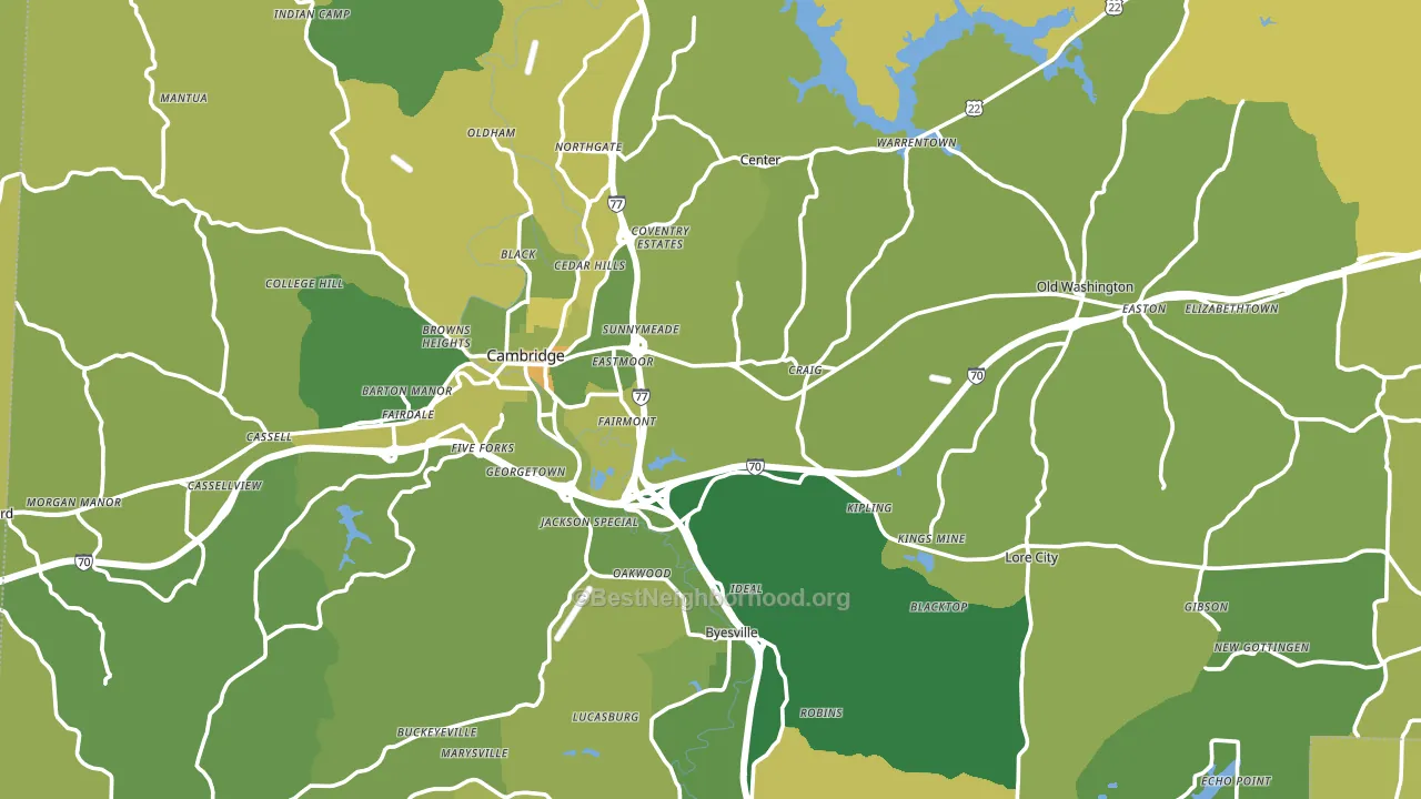 Guernsey County, OH block-group voter-turnout map