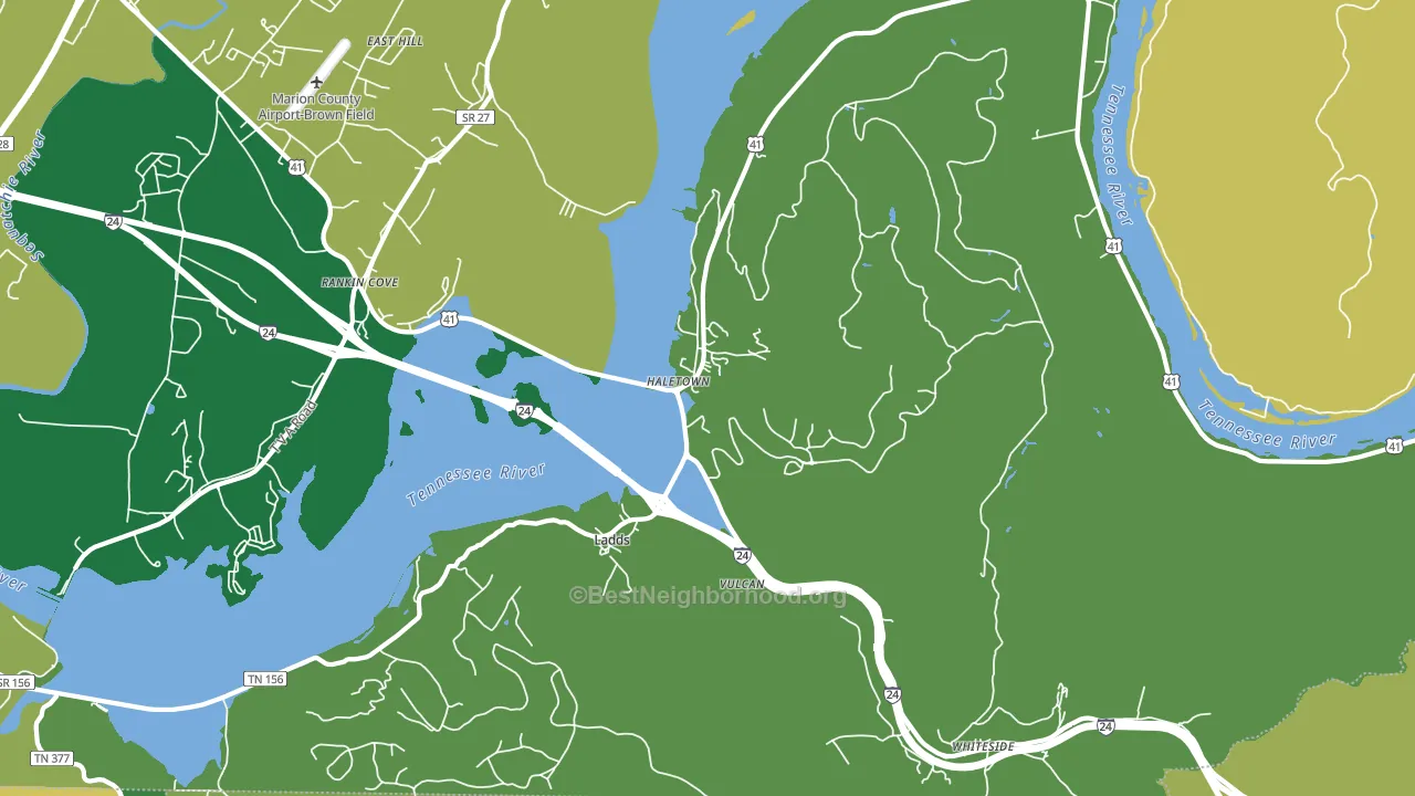 Guild, TN block-group voter-turnout map