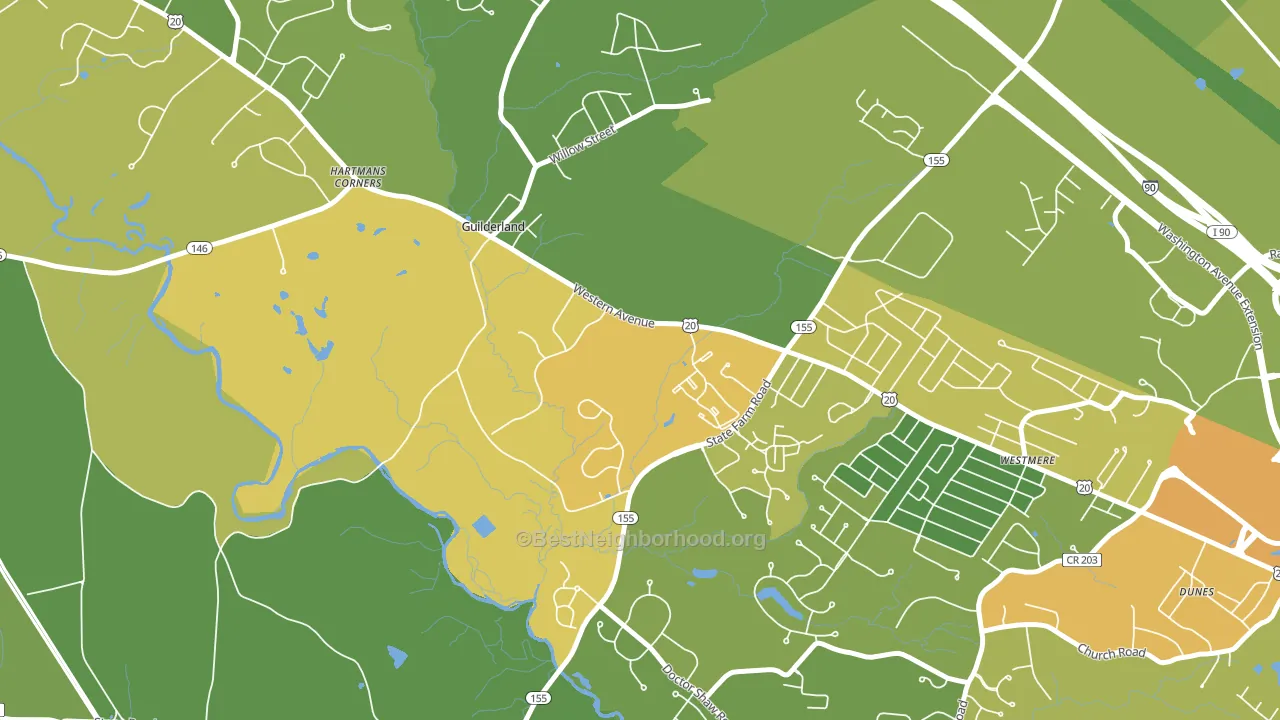 Guilderland, NY block-group voter-turnout map