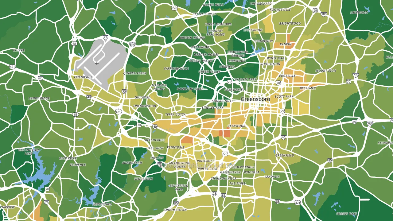 Guilford County, NC block-group voter-turnout map