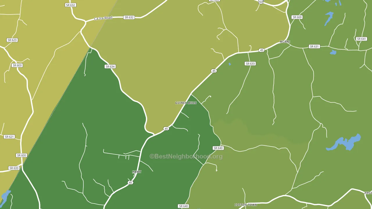 Guinea Mills, VA block-group voter-turnout map