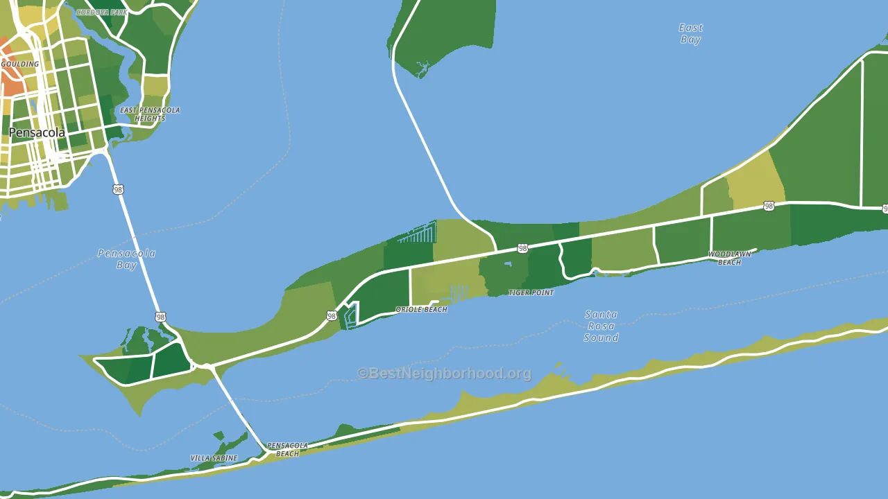 Gulf Breeze, FL block-group voter-turnout map