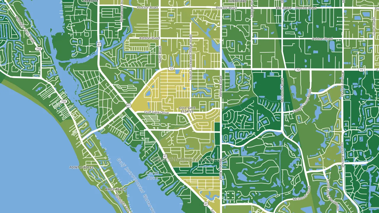 Gulf Gate Estates, FL block-group voter-turnout map