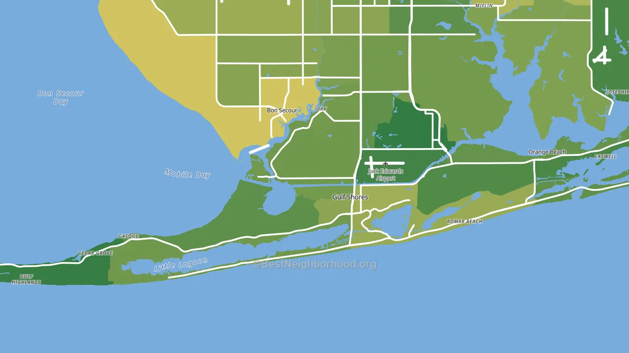 Gulf Shores, AL block-group voter-turnout map